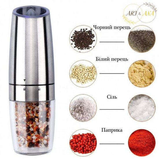 Ari&Ana electric grinder for spices, pepper and salt in a metal case