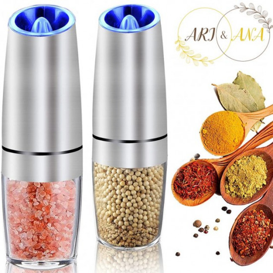 Ari&Ana electric grinder for spices, pepper and salt in a metal case