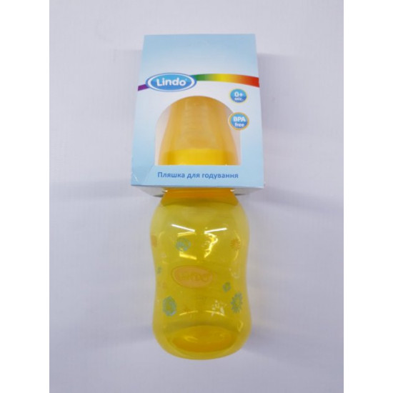 Bottle with silicone nipple Lindo LI132/0+ 125ml(r) yellow