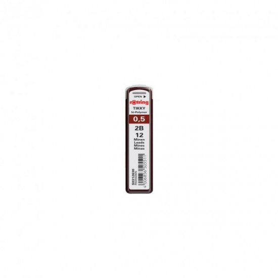  Грифели Rotring Tikky 0.5 мм 12 штук 2B черные (S0312630)