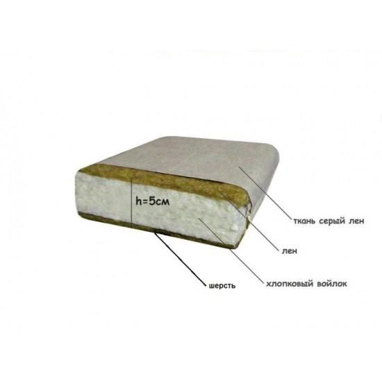  Матрас в кроватку зима/лето 60х120х5 (ткань лен), серый