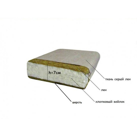  Матрас в кроватку зима/лето 60х120х7 (ткань лен), серый