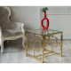 Glass coffee table for the living room CL-2 transparent glass/golden steel Vetro Mebel