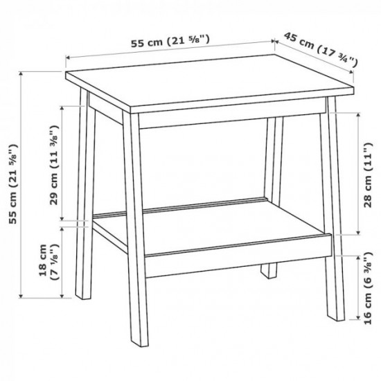  Журнальний столик IKEA LUNNARP 55 х 45 см білий (703.990.20)