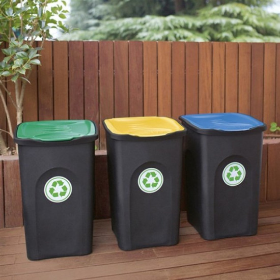 Сміттєвий бак Stefanplast Ecogreen Bin 50 л Чорний із зеленою кришкою (70651sp)