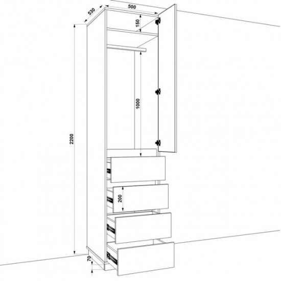 Hinged wardrobe FlashNika Hold 30 Nymphea alba + mountain alder