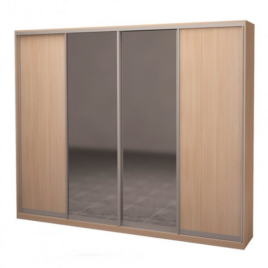 Four-door wardrobe ROKO 238.4x242x45 cm chipboard + Mirror Milky Oak (20200025161)