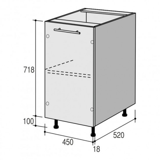  Кухонный модуль нижний Roko Руна 45х52х82 см Какао глянец (МН 45х82)