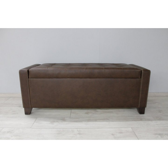 Sovalle Boston bench with drawer, brown eco-leather, wenge legs 1111-02