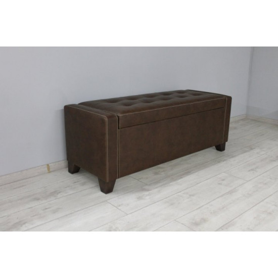 Sovalle Boston bench with drawer, brown eco-leather, wenge legs 1111-02