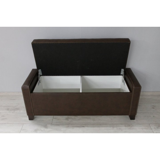 Sovalle Boston bench with drawer, brown eco-leather, wenge legs 1111-02