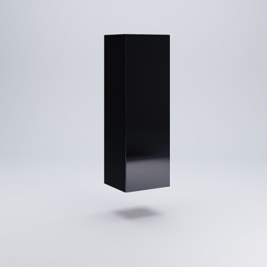 Hinged wall cabinet in the living room made of laminated chipboard Box-22 black gloss MiroMark