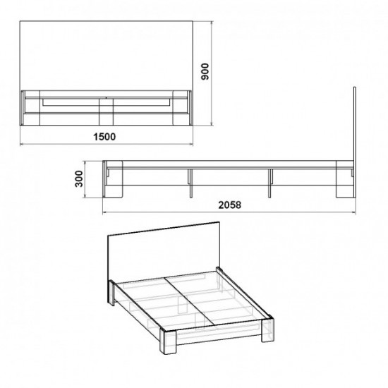 Bed 150 MDF Companit walnut