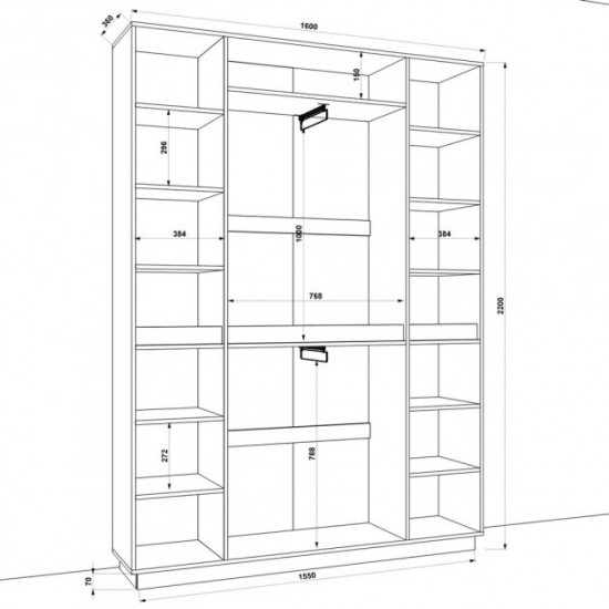 Hinged wardrobe FlashNika Hold 16 Nymphea alba + ash