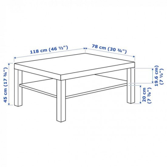 Журнальний столик IKEA LACK 118x78 см чорно-коричневий (001.042.91)