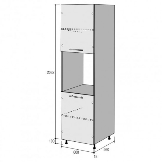 Kitchen cabinet for Roko oven Runa 60x56x213.2 cm Smoky Oak (PD 60)