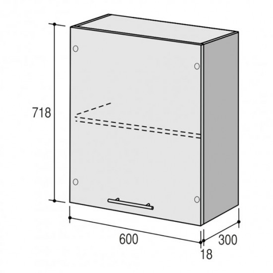 Upper kitchen module Roko Runa 60x30x71.8 cm Avalanche mat (MV 60x71.8)