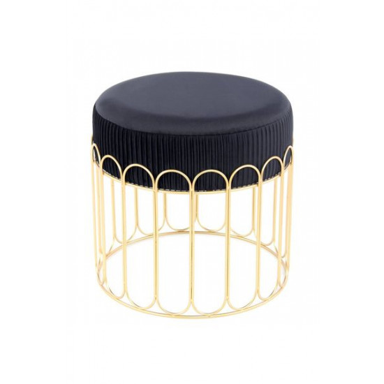 Velvet pouf Kayoom Cleopatra 425 Black Round (HWAVU)