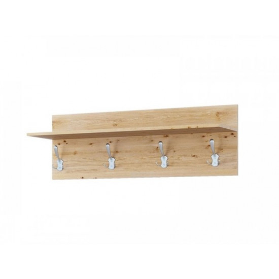 Wall hanger with shelf made of chipboard Bianco artisan oak Light of furniture