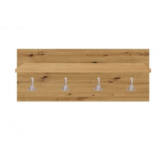 Wall hanger with shelf made of chipboard Bianco artisan oak Light of furniture