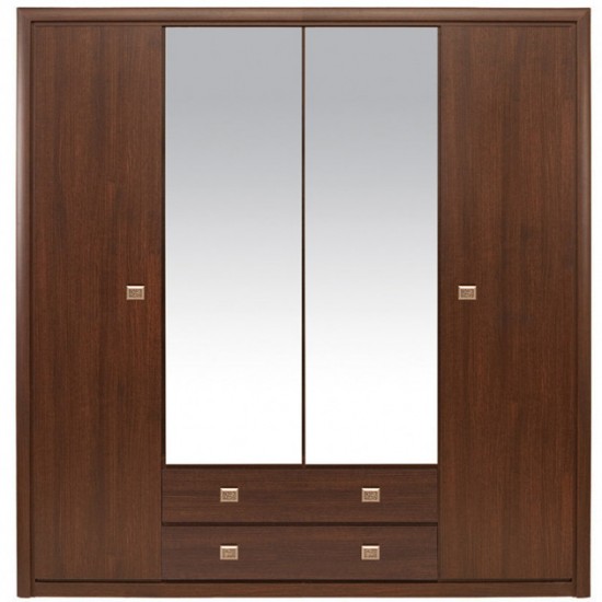 4-door wardrobe with mirror for the bedroom made of chipboard SZF4D2S Koen Gerbor