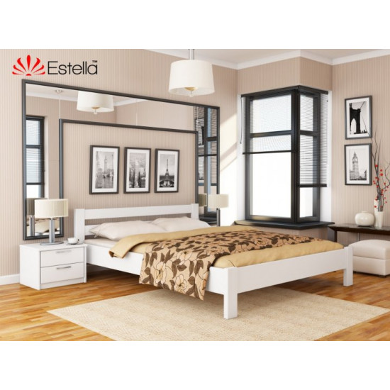 Double bed 160x200 wooden Estella Renata White (Shchit-107) L4