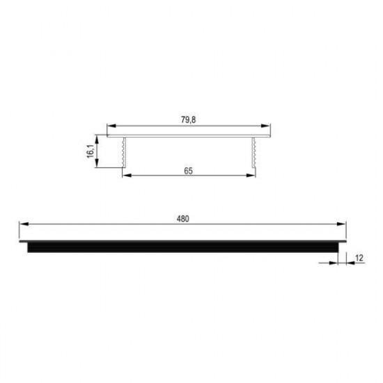 Ventilation grille 80x480 mm. inox