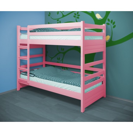 Bunk bed RainbowDream Marcus 80x190 cm pink solid alder, without drawers