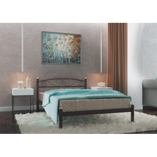 Metal design bed Veronica 140x190 brown