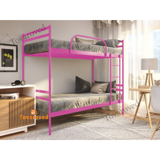 Metal bunk bed 80x190 Metakam Comfort Duo Pink