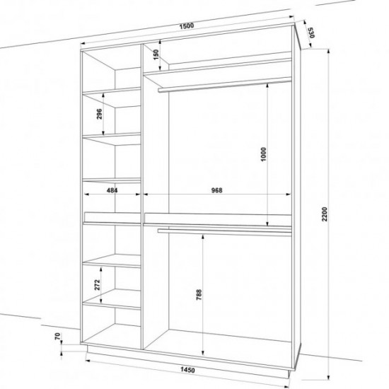 Hinged wardrobe FlashNika Hold 39 Nymphea alba + sonoma oak