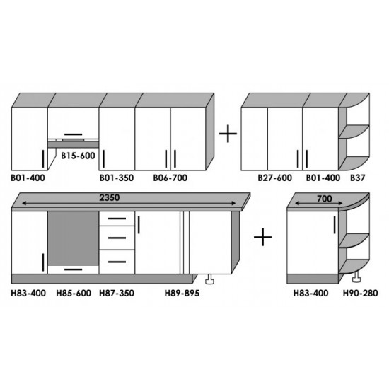 Ready-made modular corner kitchen with Everest Optima countertop, 305cm, Sonoma Oak Wenge Arusha