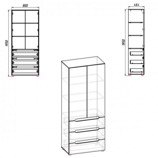 Wardrobe for things Kompanit MS-22 MDF alder