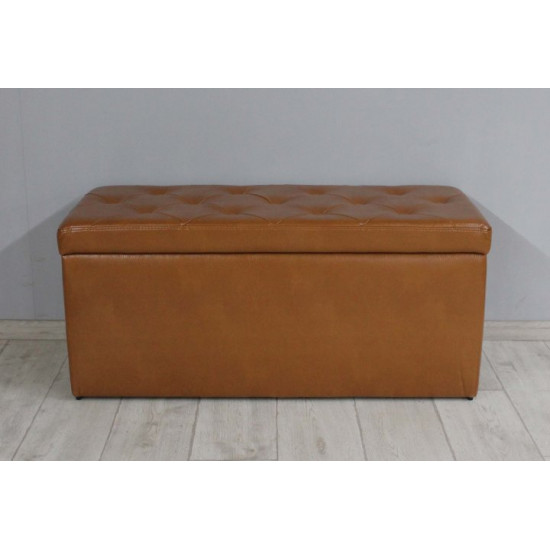 Sovalle Florence bench with drawer, brown eco-leather 0127-07