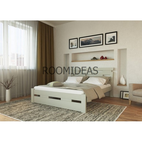 Bed Zeus Shield Beech LION White 160x190 cm