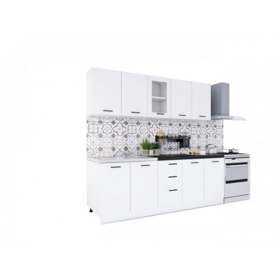 Kitchen Compact 2.0 m white smooth with countertop