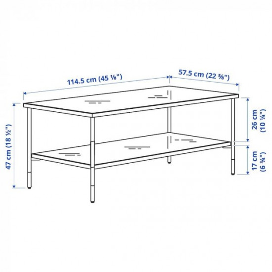  Журнальний столик IKEA ASPEROD 115 х 58 см чорний (004.618.88)