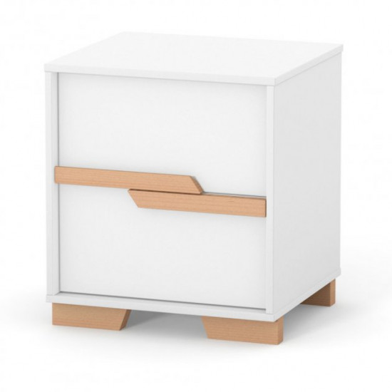 Bedside table Veres Seattle 450 made of chipboard and white/beech wood