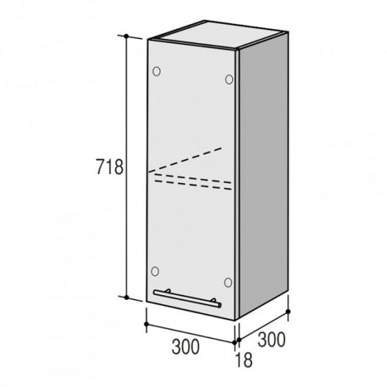 Upper kitchen module Roko Runa 30x30x71.8 cm Avalanche mat (MV 30x71.8)