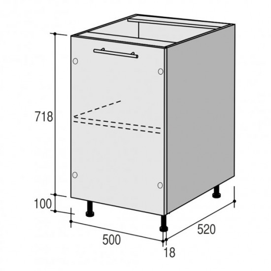  Кухонный модуль нижний Roko Руна 50х52х82 см Какао глянец (МН 50х82)