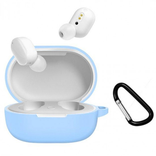  Силиконовый чехол с карабином для наушников Xiaomi AirDots 3 Blue Голубой