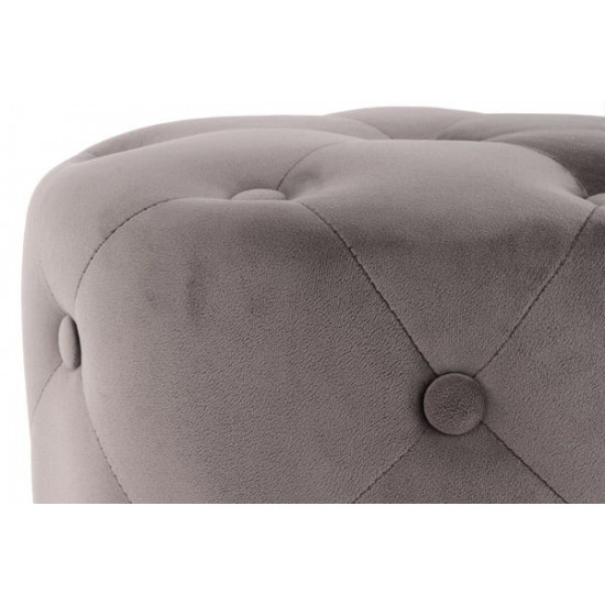 Velvet pouffe Kayoom Piano 225 Gray-beige Round Capitonne screed (KP42K)