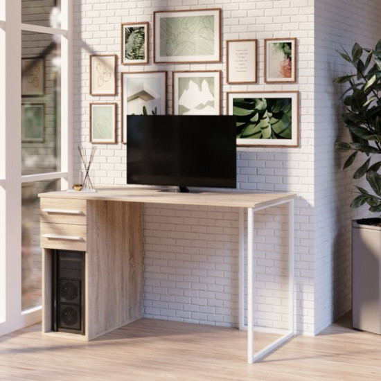 Computer desk Fenster Alliance 1 White 74x120x62 Chipboard Sonoma Oak