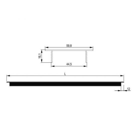 Ventilation grille 60x245 mm. chromium