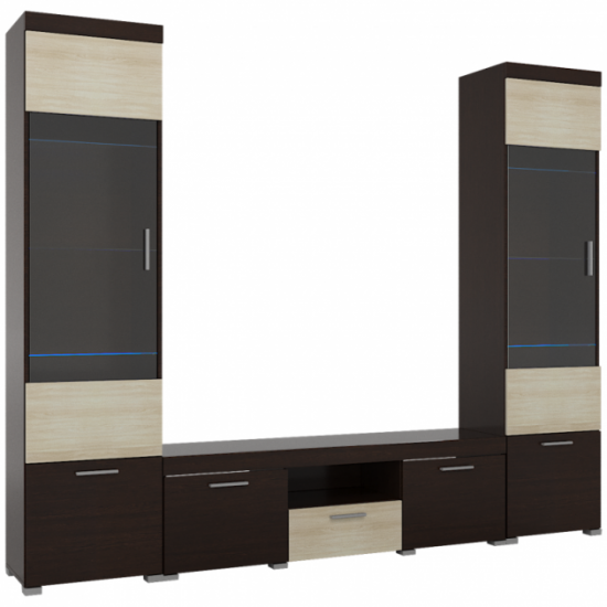 Living Room Britain Set-7 Omni House Combi Wenge dark + Milky Oak