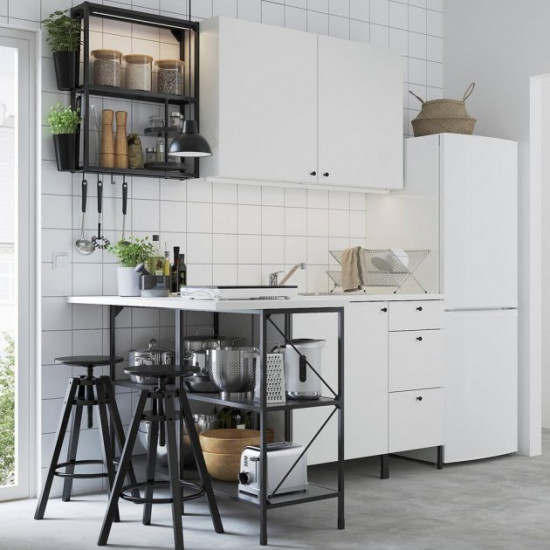 Cutout kitchen IKEA ENHET 185x63.5x222 cm anthracite/white (493.382.17)