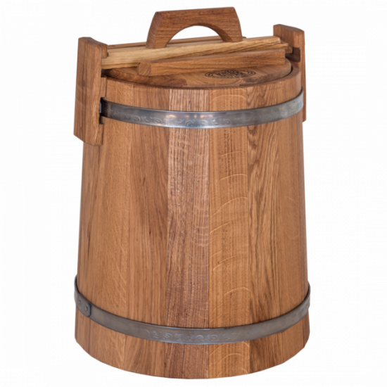 Oak tub for pickles 15 l BonPos (stainless steel hoop) - (KDNZh15)