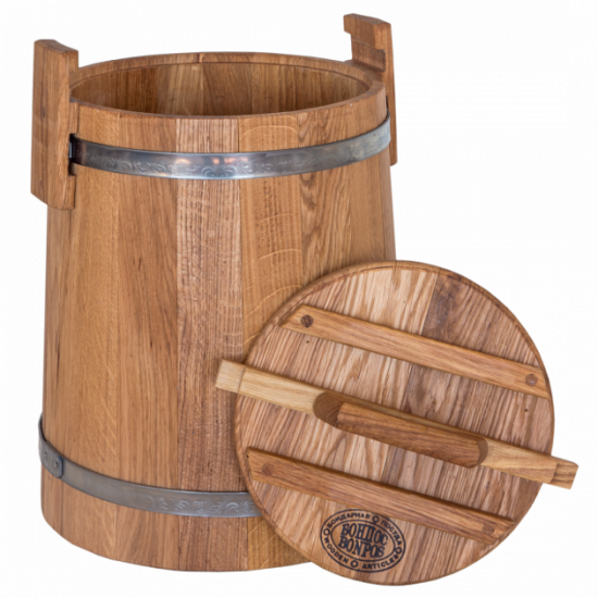 Oak tub for pickles 15 l BonPos (stainless steel hoop) - (KDNZh15)