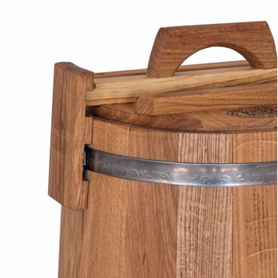 Oak tub for pickles 15 l BonPos (stainless steel hoop) - (KDNZh15)