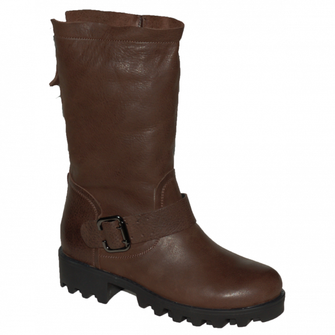 Brown winter boots made of genuine leather free shipping